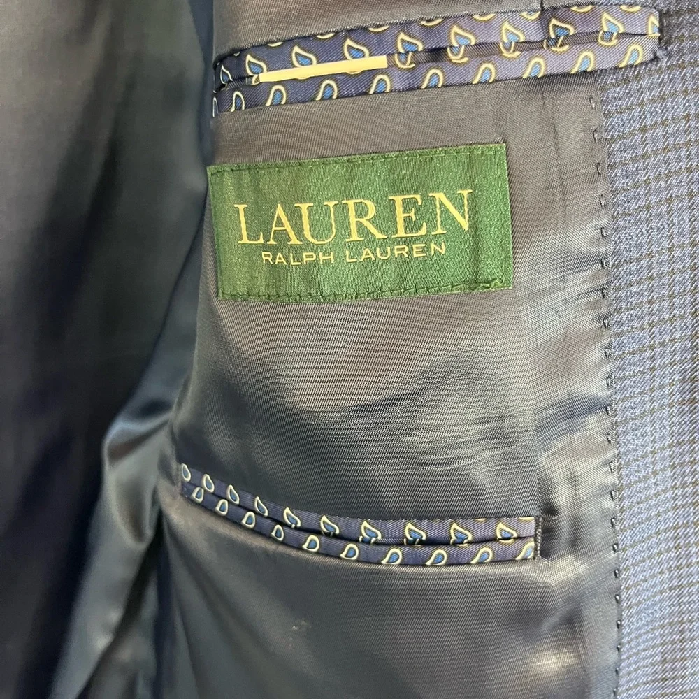 Lauren Ralph Lauren men’s‎ blue plaid two button blazer sport coat size 42 L